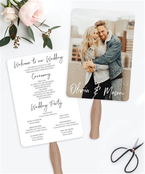 Simple wedding program fan template