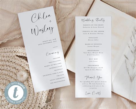 Simple Wedding Program Template