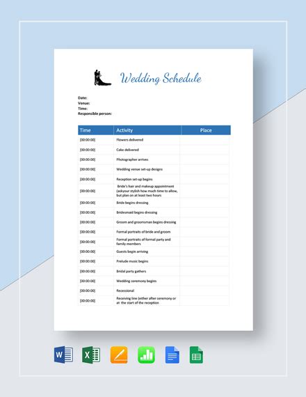 Simple Wedding Schedule Template