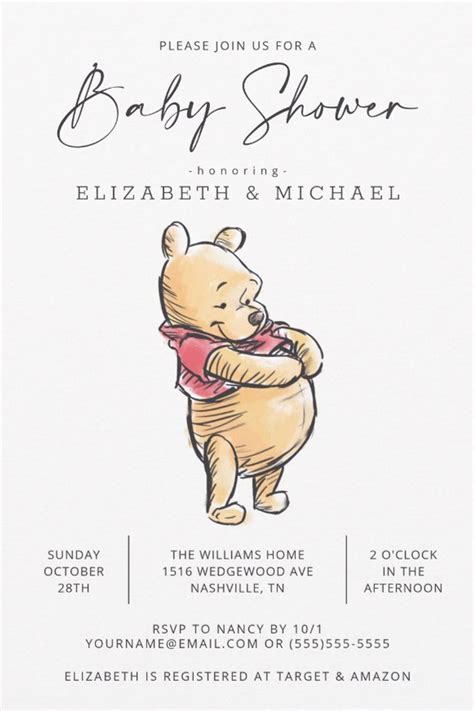 Simple Winnie the Pooh Invitation