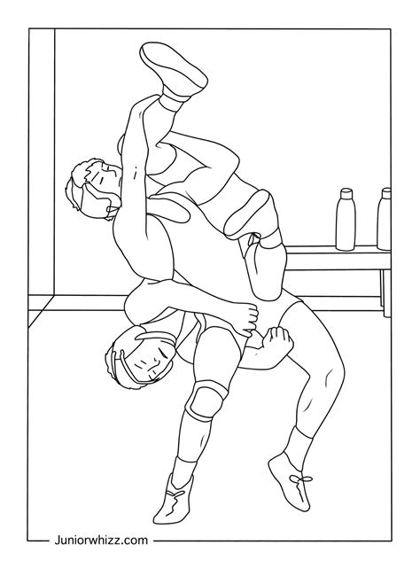 Simple wrestling coloring pages for kids