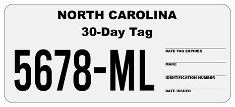 Simplified NC 30 Day Tag Template