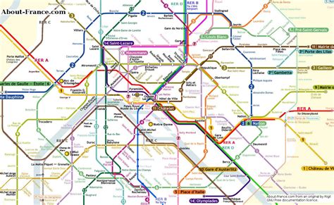 Simplified Paris Metro Map