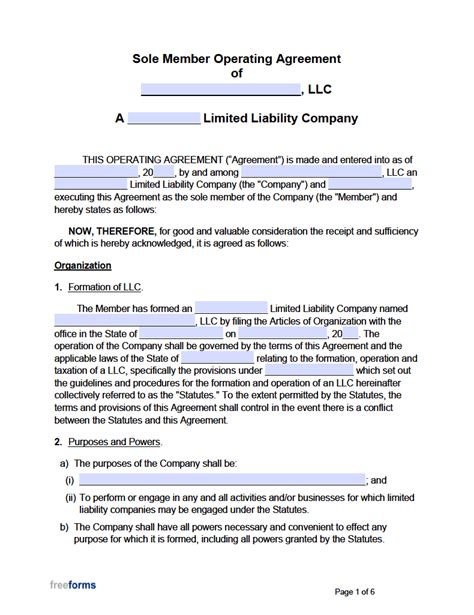 Single-Member LLC Operating Agreement