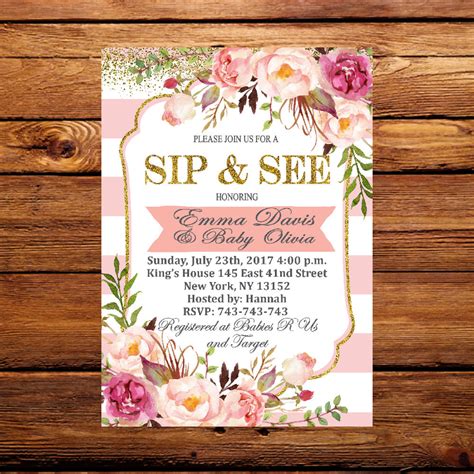 Sip and See Party Invitation Designs