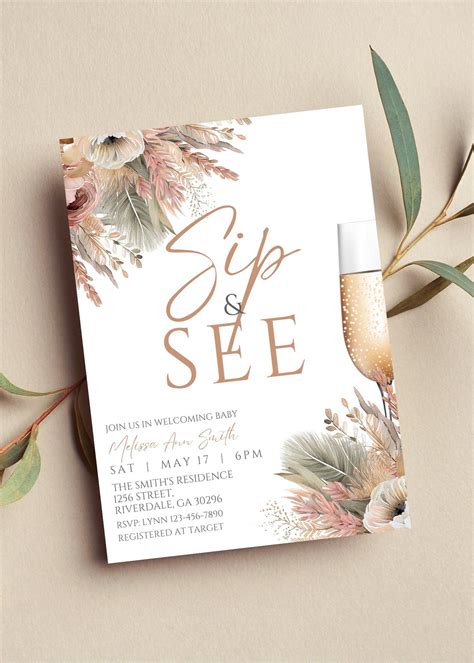 Sip and See Party Invitation Ideas for Neutral