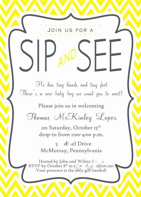 Sip and See Party Invitation Wording