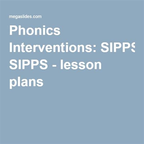 SIPPS Lesson Plan Strategies