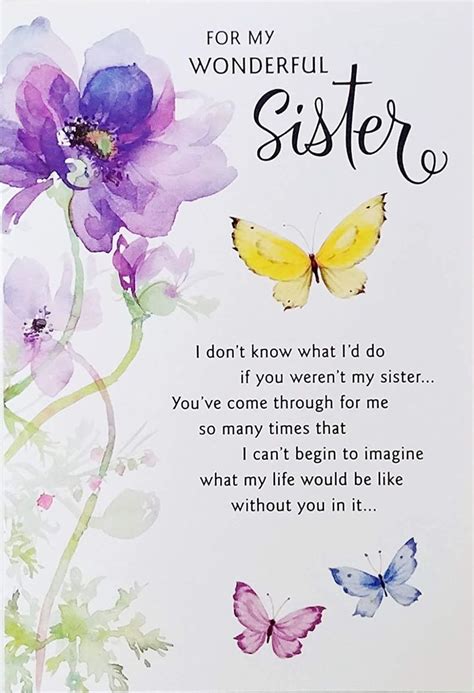 sister birthday card with flowers