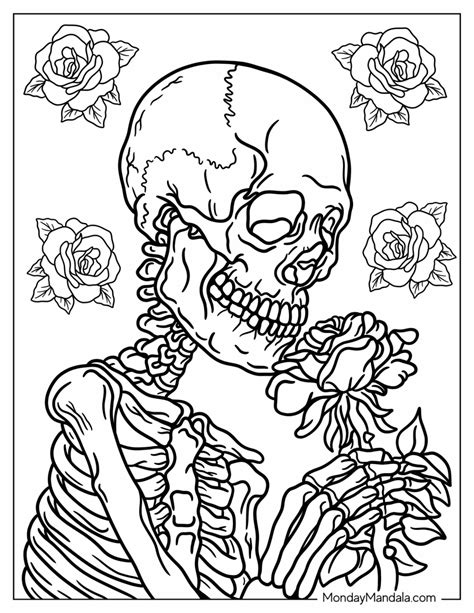 Spooky skeleton coloring pages to print