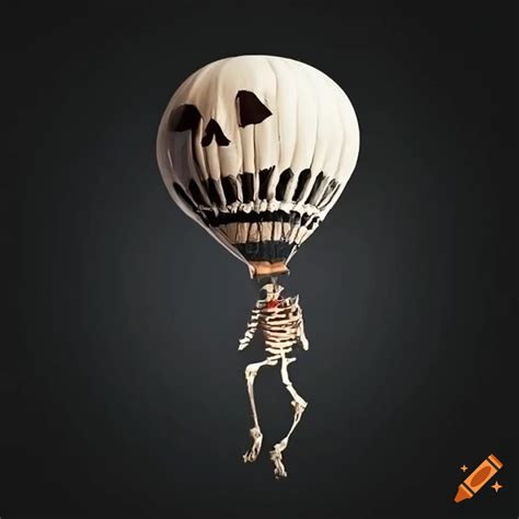 Skeleton in hot air balloon coloring page