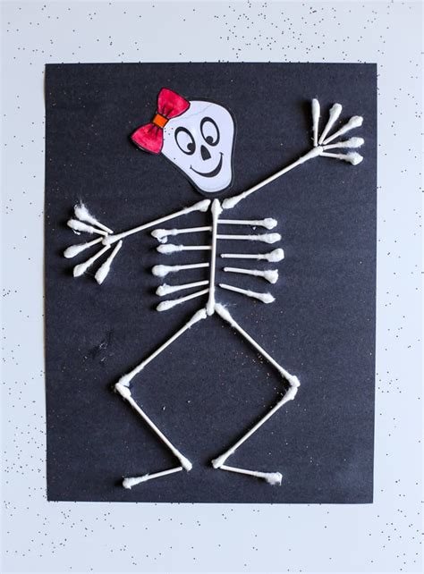 Skeleton Q-tip Craft Template Ideas for Kids