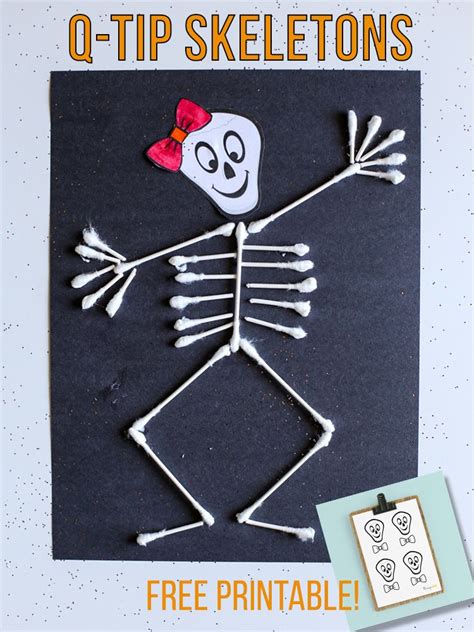 Skeleton Q-tip Craft Template Printables