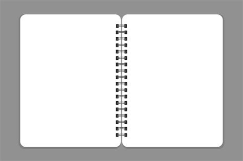 Sketchbook template with blank pages and doodles