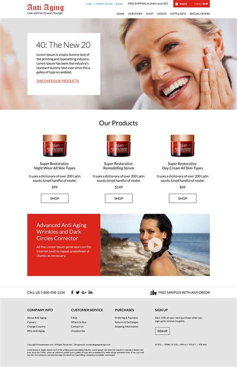 Skincare website template example 2