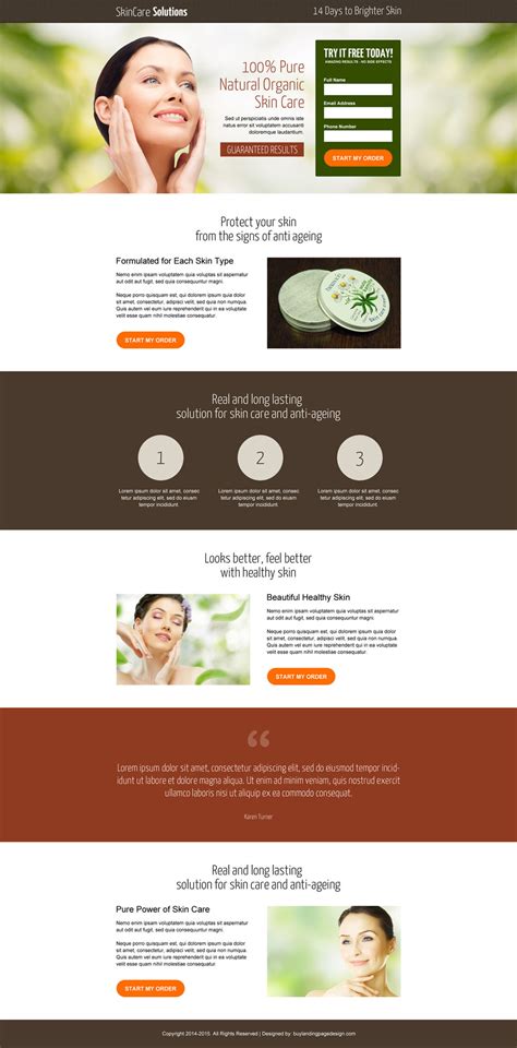 Skincare website template example 3