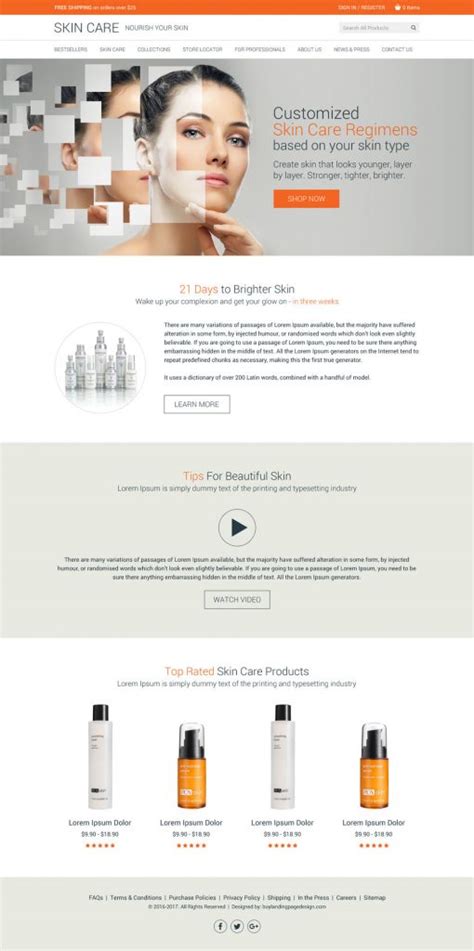 Skincare website template example 8