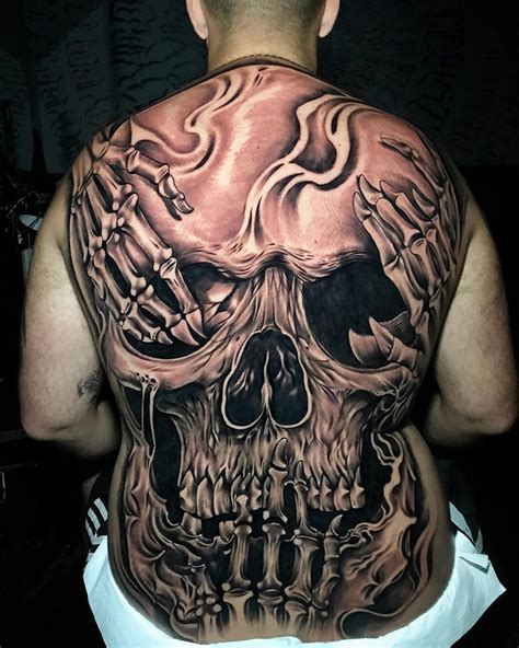 skull back tattoo