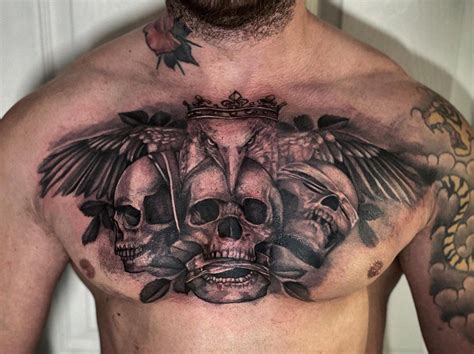 Skull chest tattoo design for men