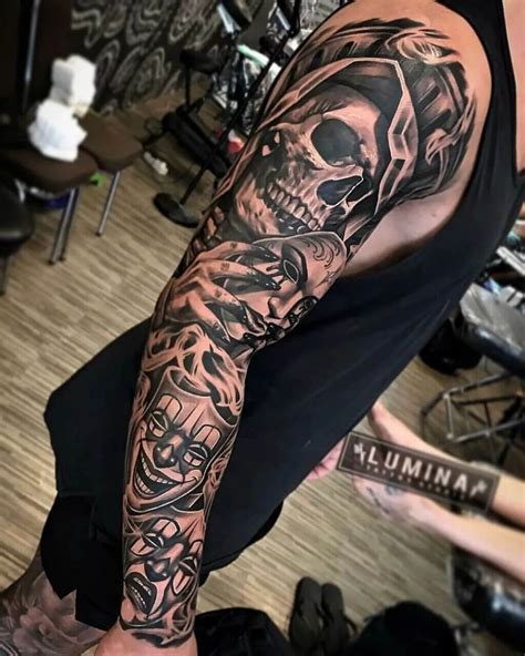 Skull Forearm Sleeve Tattoo