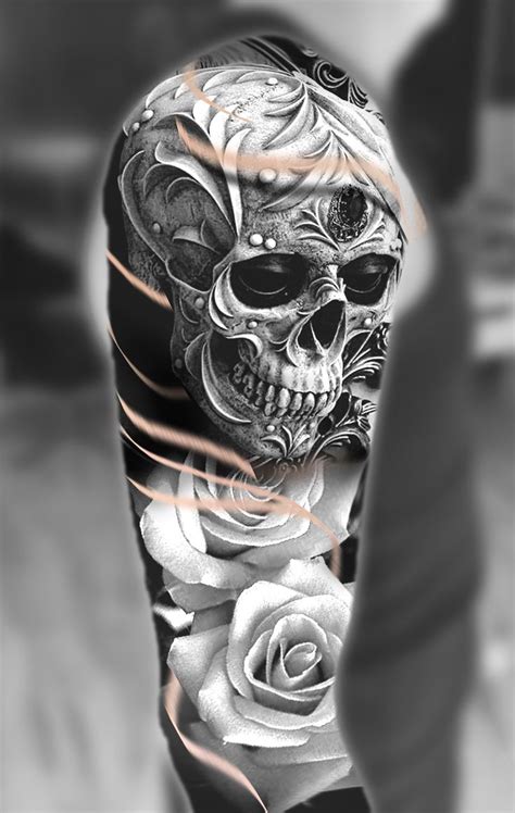 Skull shoulder tattoo design