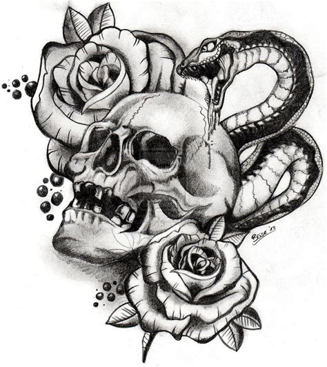 Skull and snake tattoos