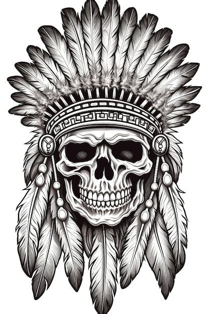 Skull with feathers mask template