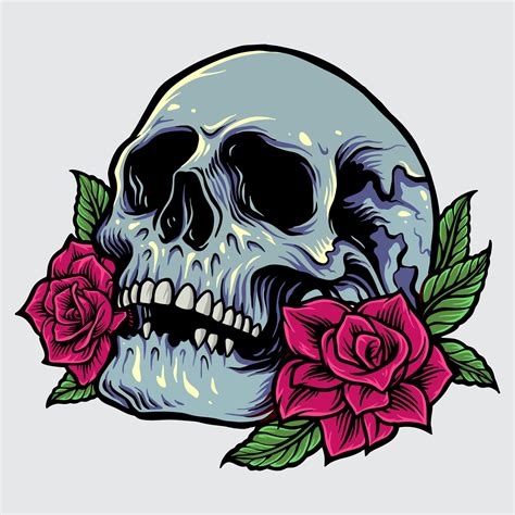 Skull with Roses