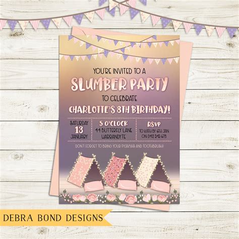 Sleepover Party Invitation Templates for Birthday Parties