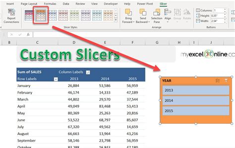 Example of a slicer in Excel