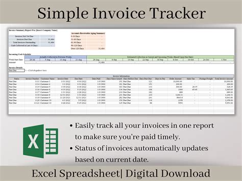 A screenshot of an invoice tracker template specifically designed for small businesses