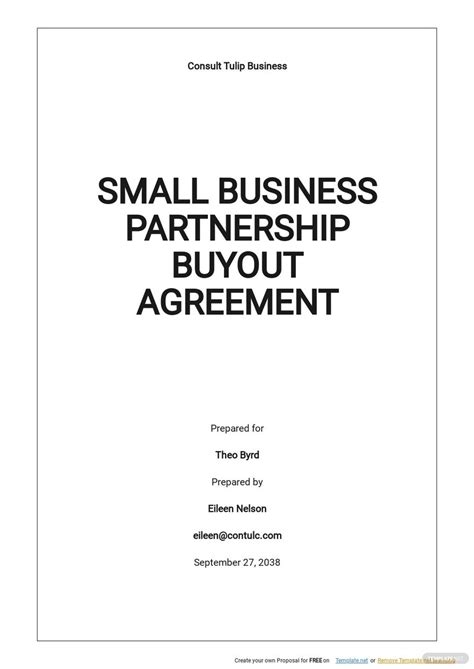 Small Business Partnership Buyout Agreement Template Software