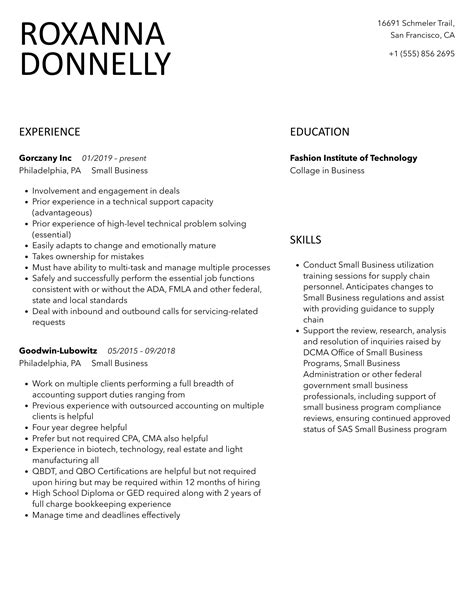 Small Business Resume Template