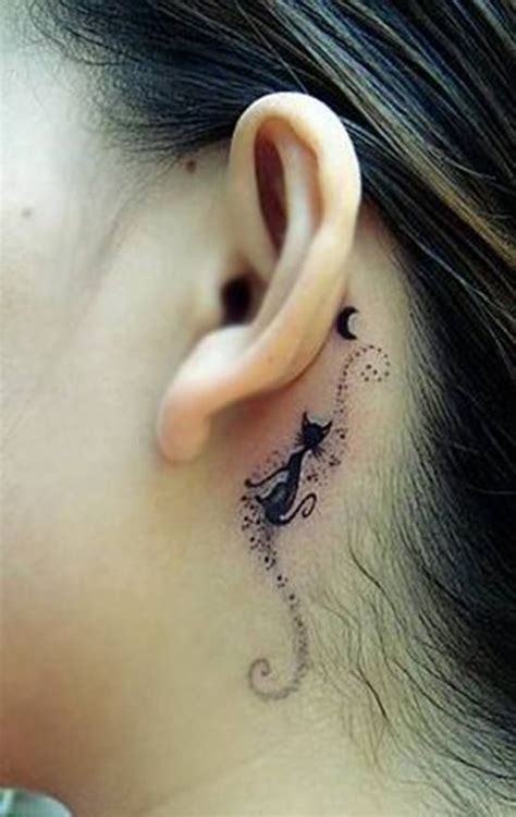 Small cat tattoos behind ear