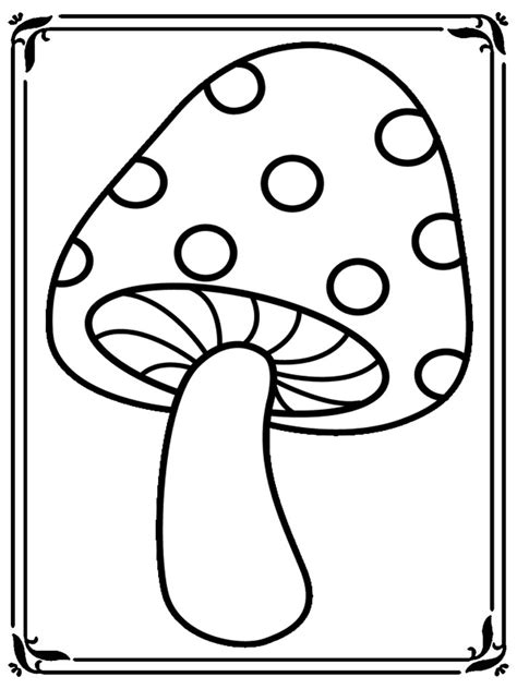 Smiley Mushroom Coloring Page