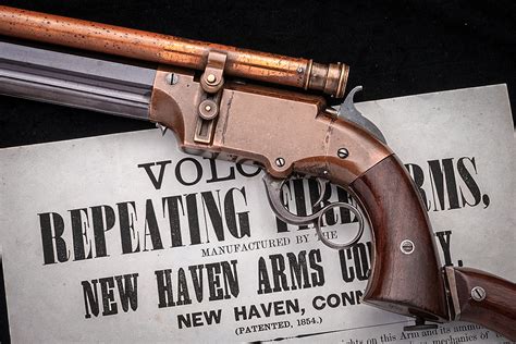 A Volcanic repeating pistol on display in a museum