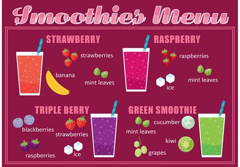 Smoothie menu on a black background