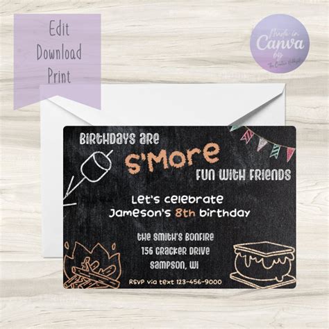 S'mores Invitation Ideas with Chalkboard