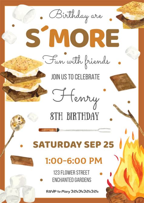 S'mores Invitation Template Design