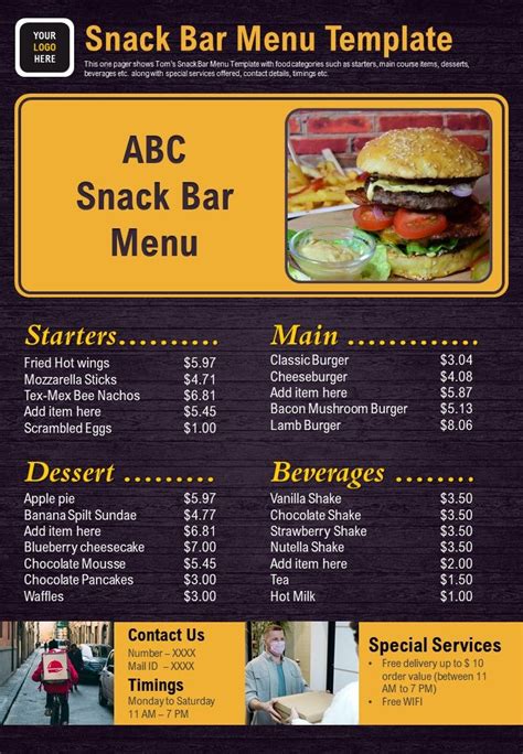 Snack Bar Menu Template 3