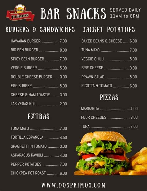 Snack Bar Menu Template 5