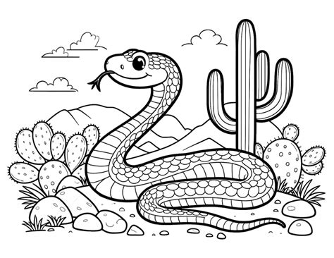 Snake in the desert coloring page