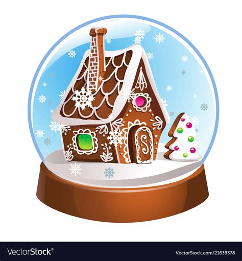 Snow globe gingerbread house template with whimsical design