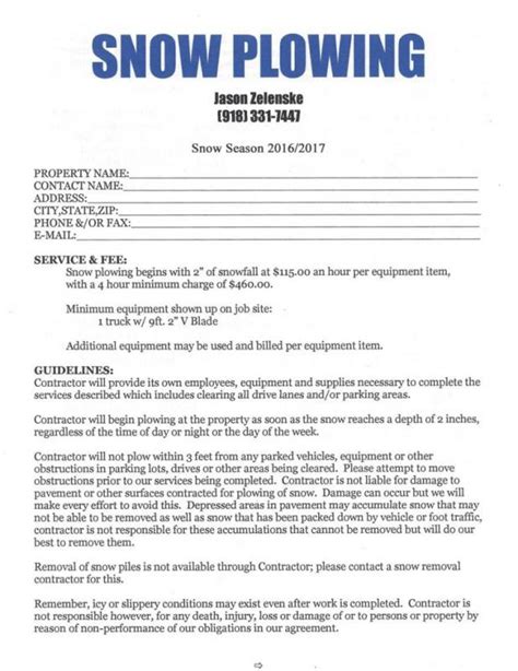 Snow Plowing Contract Template with Additional Services