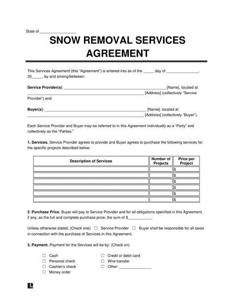 Snow Plowing Contract Template Word