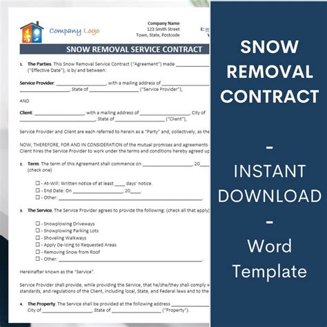 Snow Removal Template Word