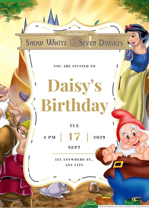 Snow White and the Seven Dwarfs Invitation Template