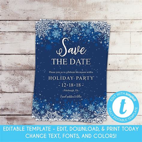 Snowflake Christmas party save the date