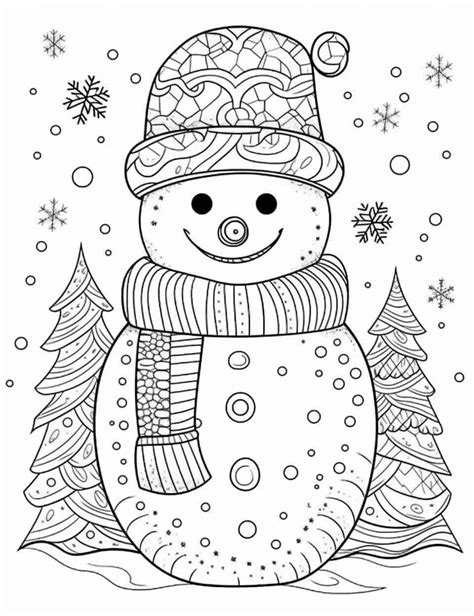 An adult carefully coloring a snowman printable with colored pencils