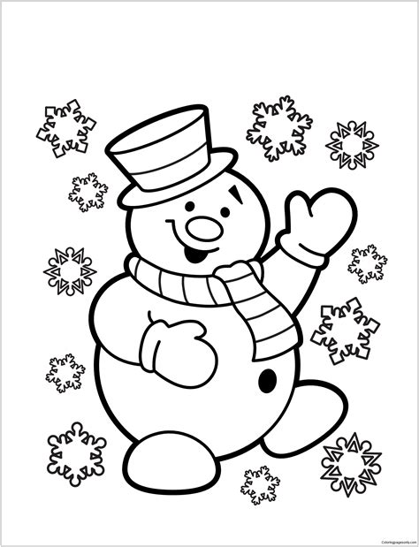 A child carefully coloring a snowman printable with crayons